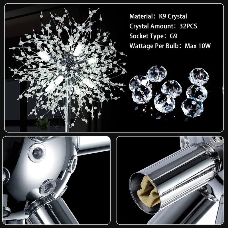 69" Modern Crystal Floor Lamp 32 Firework Crystal Harnesses Included