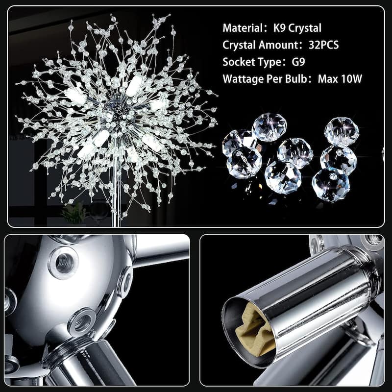 Crystal Floor Lamp for Bedroom, Floor Lamp for Living Room, Elegant Standing Lamp