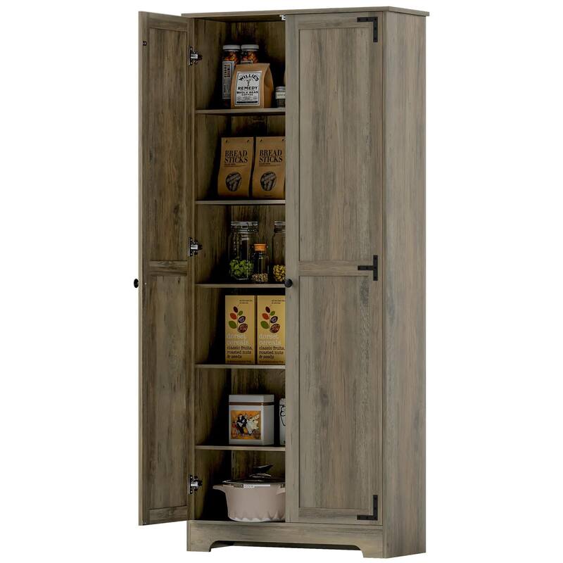 72" Farmhouse Pantry Cabinet, Freestanding Food Pantry Cabinet