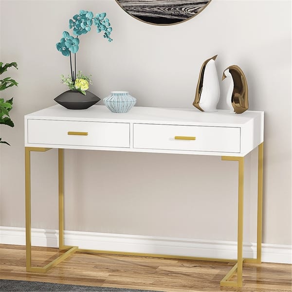 Computer Desk Writing Desk With 2 Drawers Overstock 31503738 It includes a variety of drawers for storage, and the desk is available in four finishes—white, charcoal, gray wash, and brown wash—to match your existing decor. usd