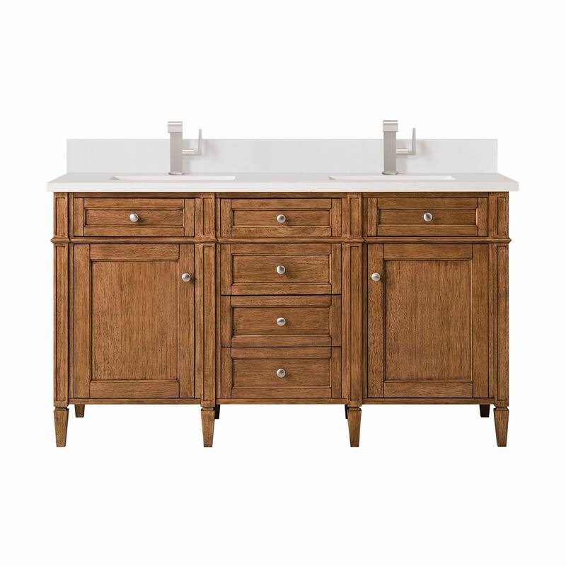 James Martin Vanities 650-V60D-1WZ Brittany 60" Double Basin Poplar - Saddle Brown