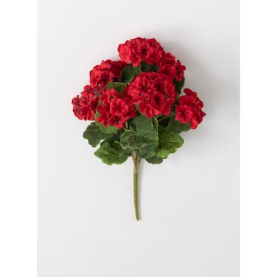 Sullivans Artificial Geranium Bush 11"H Red Flower - 18"L x 11"W x 11"H