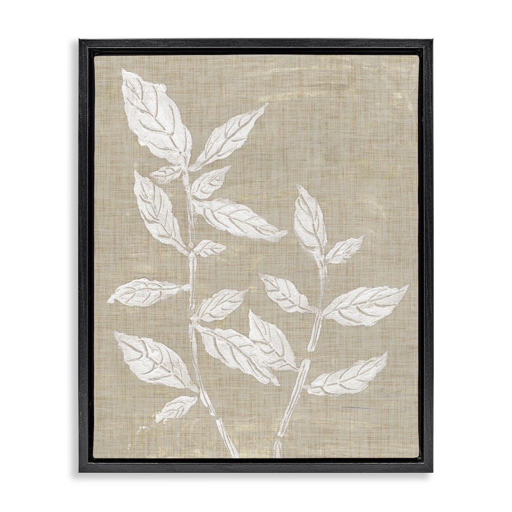 Stupell Leaves on Distressed Textile Framed Floater Canvas Wall Art Design By Melissa Wang