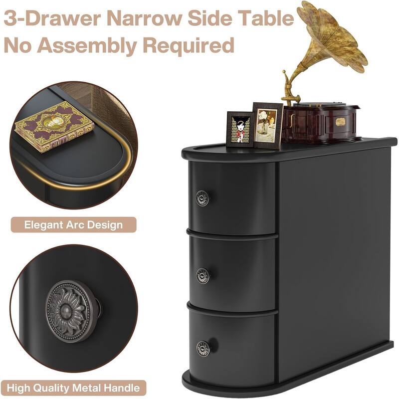 Solid Wood End Table, Two-Drawer Narrow Side Table, Fully Assembled