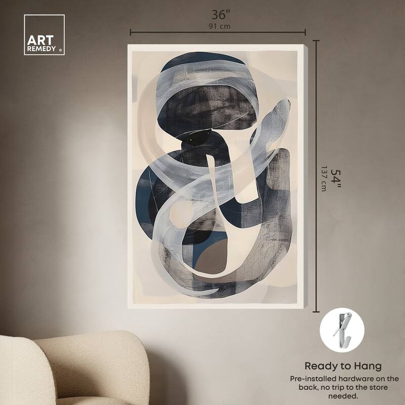 Art Remedy Slither Gallery Wrapped Abstract Shapes 1 Piece Canvas Wall Art