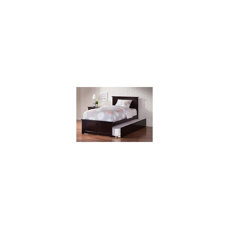 Twin XL Platform Bed with Footboard & Trundle - Slat Kit Included - Espresso Finish
