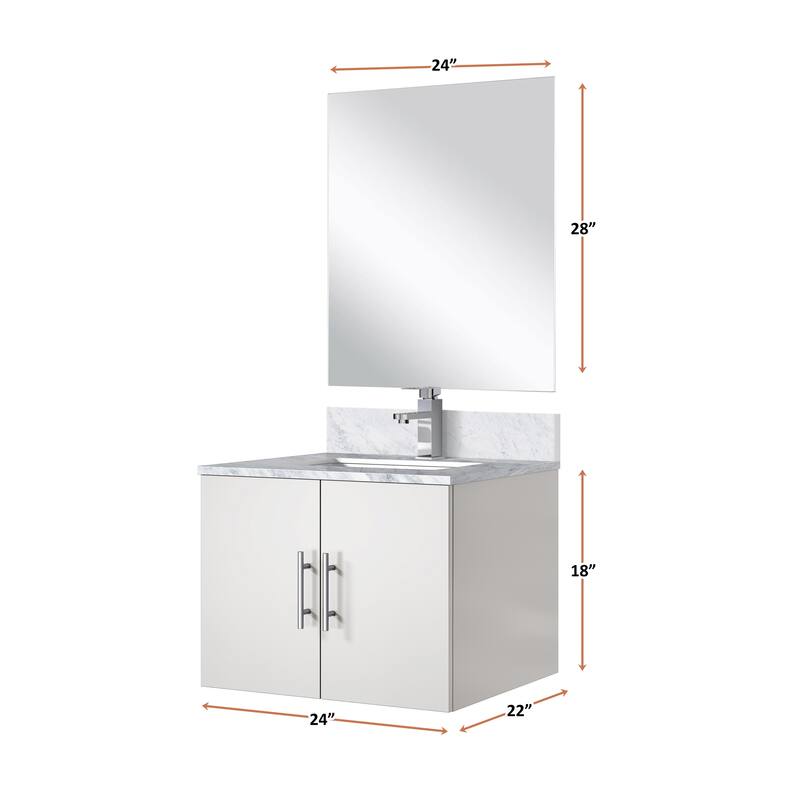 Bathroom Vanity Set with Marble Top, Single Hole Faucet, Mirror Included, Stainless Steel