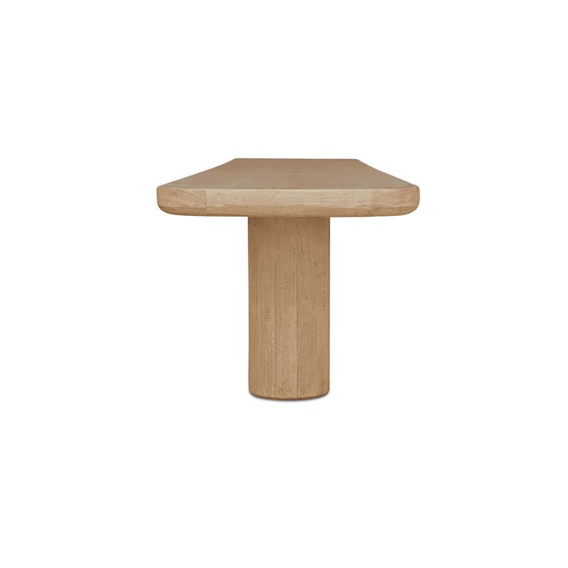 NADAAL STUDIOS Nadaal Dareth Dining Bench, FSC® Solid Oak with Iron Post Legs, 67″ Wide, Natural