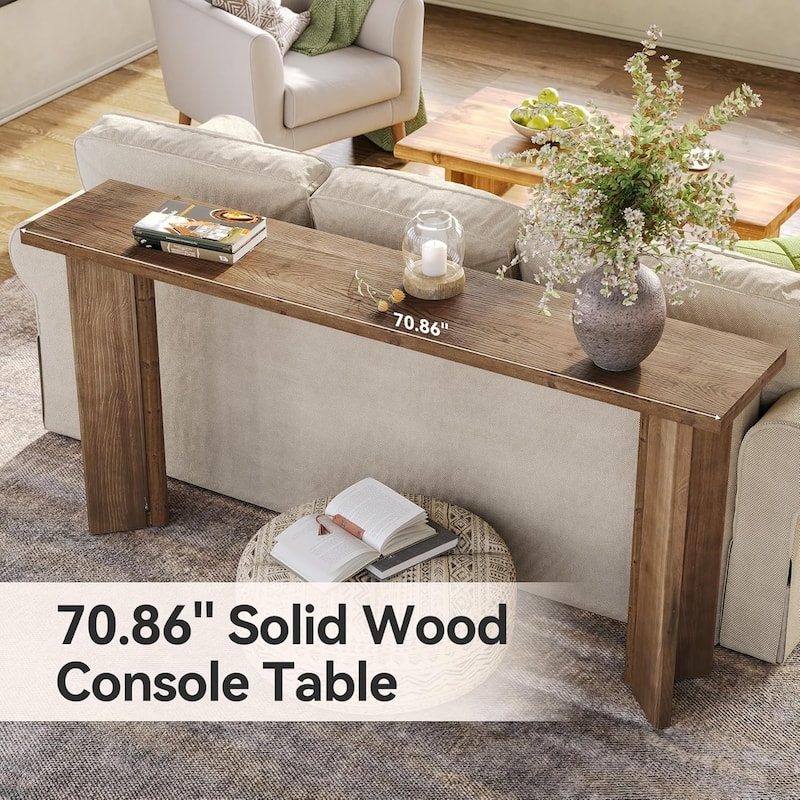 70.9-Inch Narrow Long Farmhouse Solid Wood Console Sofa Table - 70.9"W x 11.81"D x 33.46"H