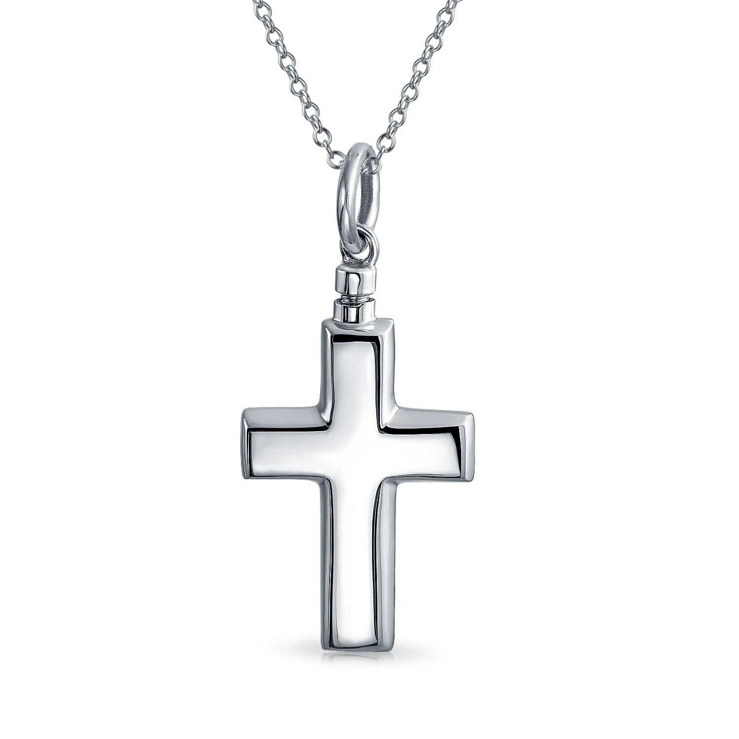 Blank Cross Cremation Memorial Urn Ashes Holder Necklace Pendant Jewelry Simple