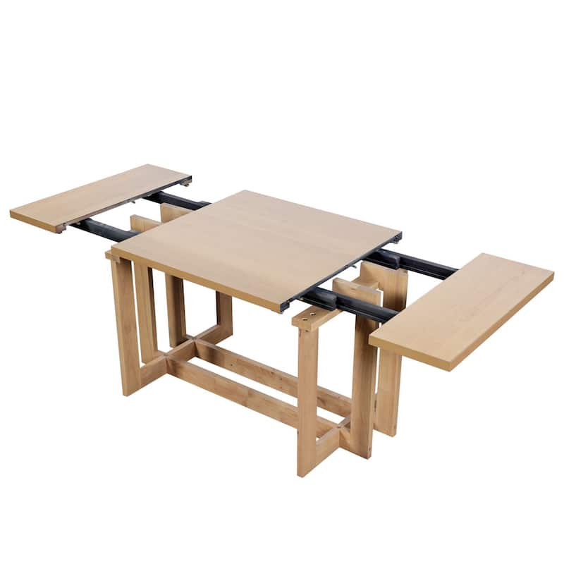 7-Piece Set, 58-82" Extendable Dining Table with 6 Upholstered Dining Chairs