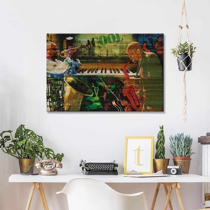 Cool Jazz Print On Wood by Tyler Burke - Multi-Color