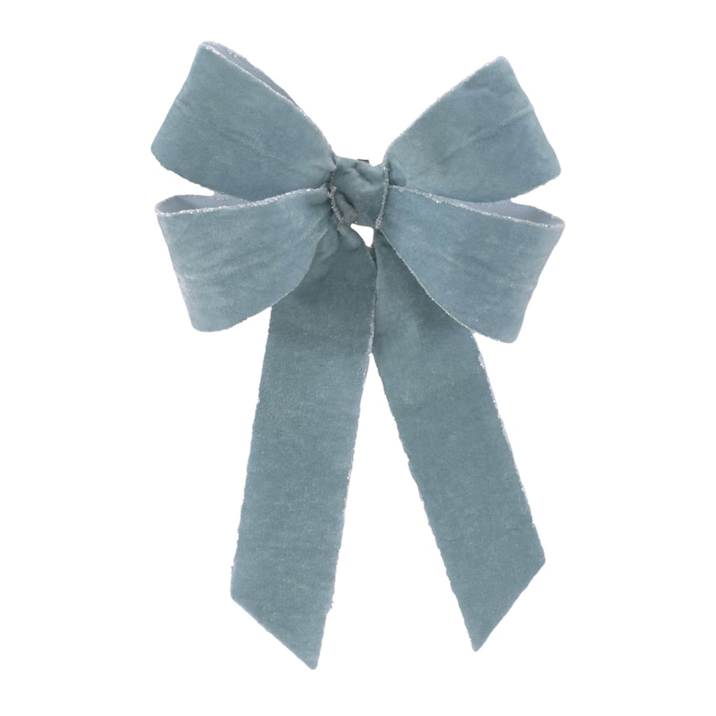 Set of 2 Blue Glitter Bows Clip On for Holiday Tree or Garland - 8.75” x 5” x 11.75”