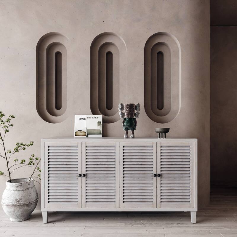 Accent Cabinet 4 Door Wooden Cabinet Sideboard Buffet Server Cabinet Storage Cabinet