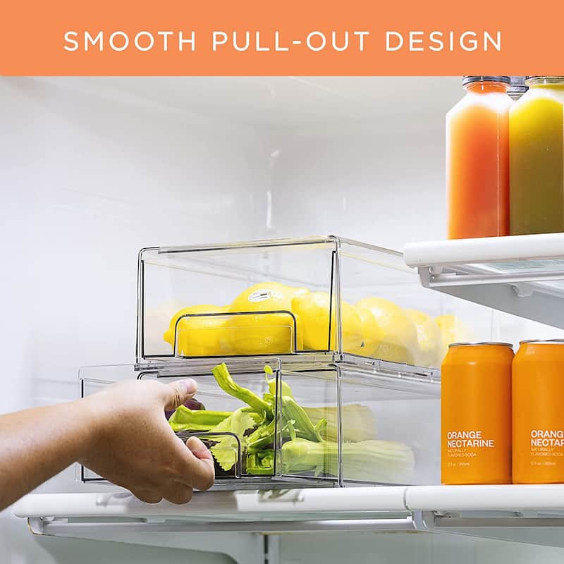 Sorbus Fridge Drawers - Clear Stackable Pull Out Refrigerator Organizer Bins, Medium