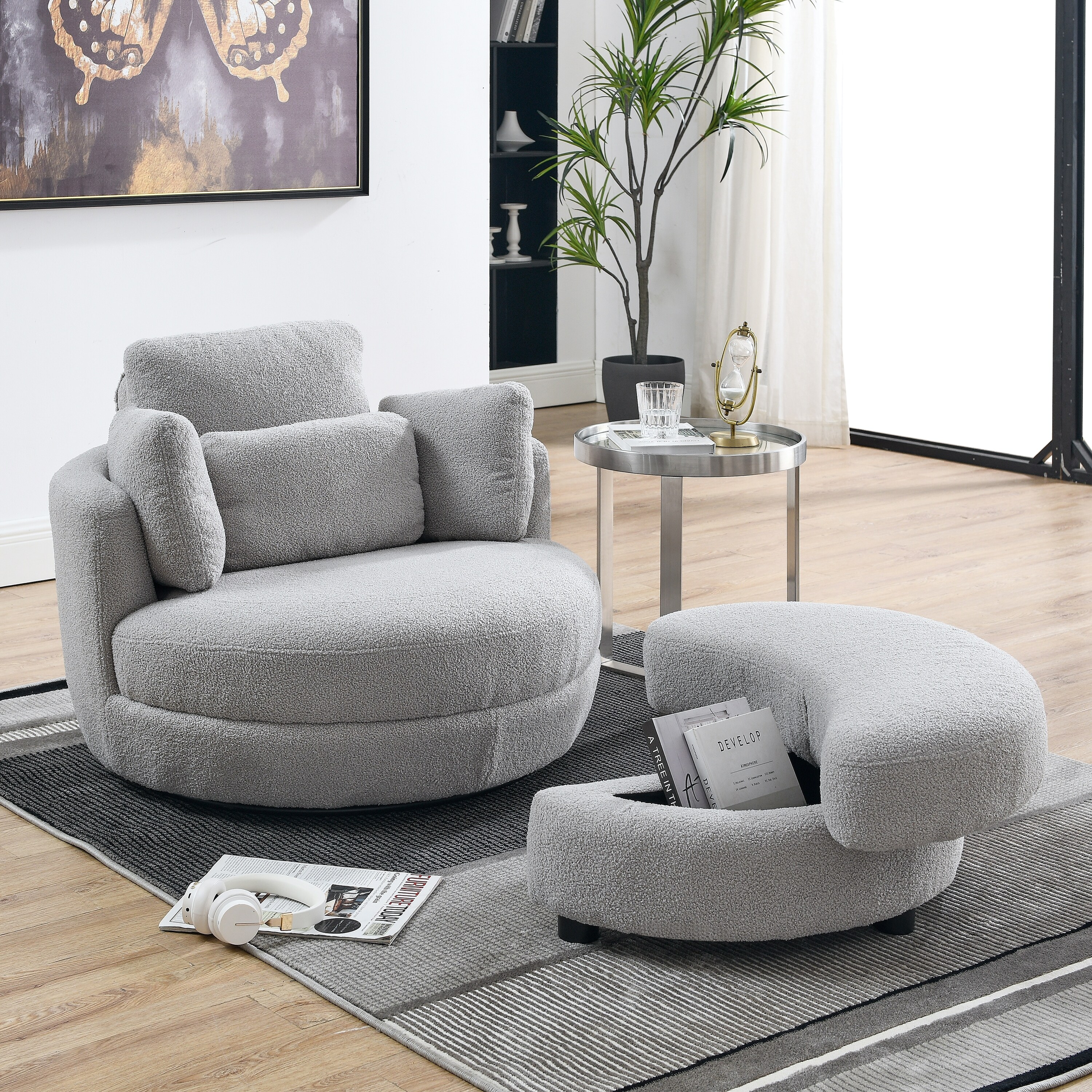 Swivel lounger with ottoman new arrivals