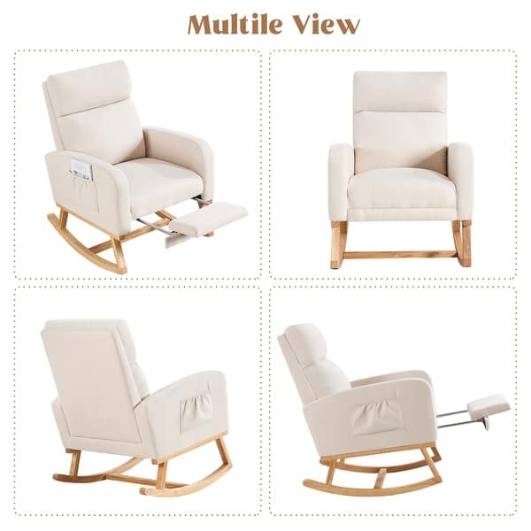dimension image slide 2 of 12, HOMYKA Rocking Chair for Nursery with Footrest