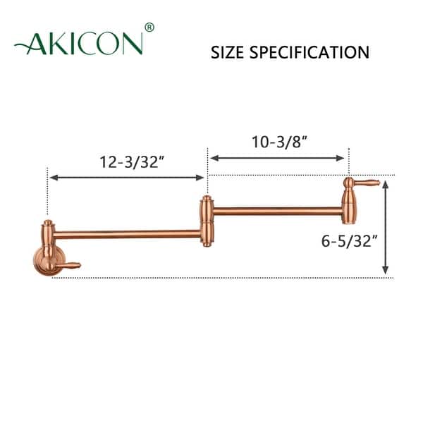 dimension image slide 1 of 7, Copper Wall-Mounted Pot Filler Faucet