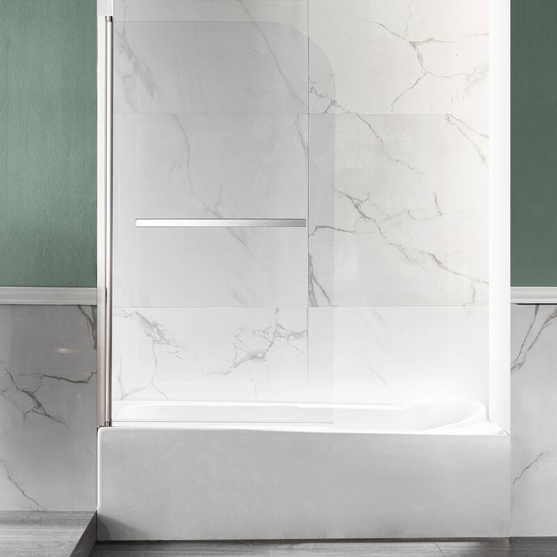 Myth 28 in. x 56 in. Frameless Tub Door with TSUNAMI GUARD