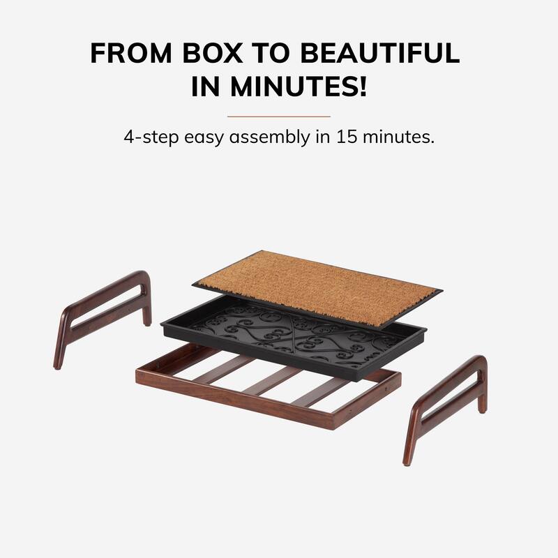 Jani Single-Tier Brown Stand 2-Pair Rubber Boot Tray