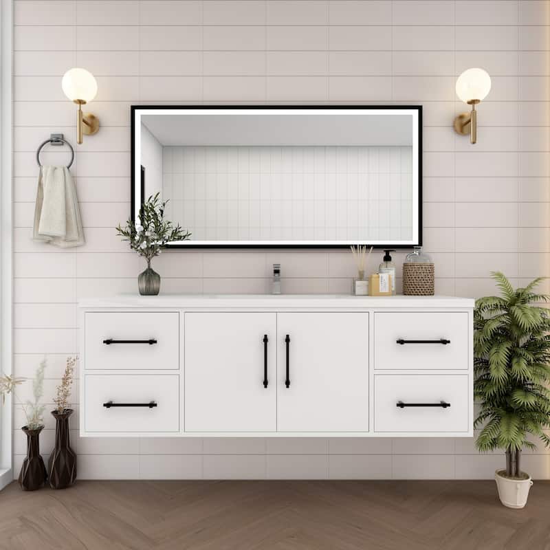 Victoria 60'' Wall-mounted Vanity with Single Reinforced Acrylic Sink - 59.5