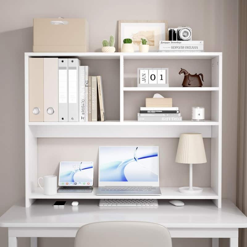 Desktop Shelf Bookshelf Storage for College Dorm Office Home, White
