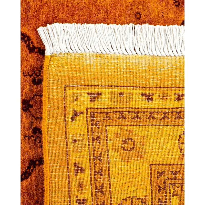 Overton Hand Knotted Wool Vintage Inspired Modern Contemporary Overdyed Yellow Area Rug - 8' 2" x 10' 2"