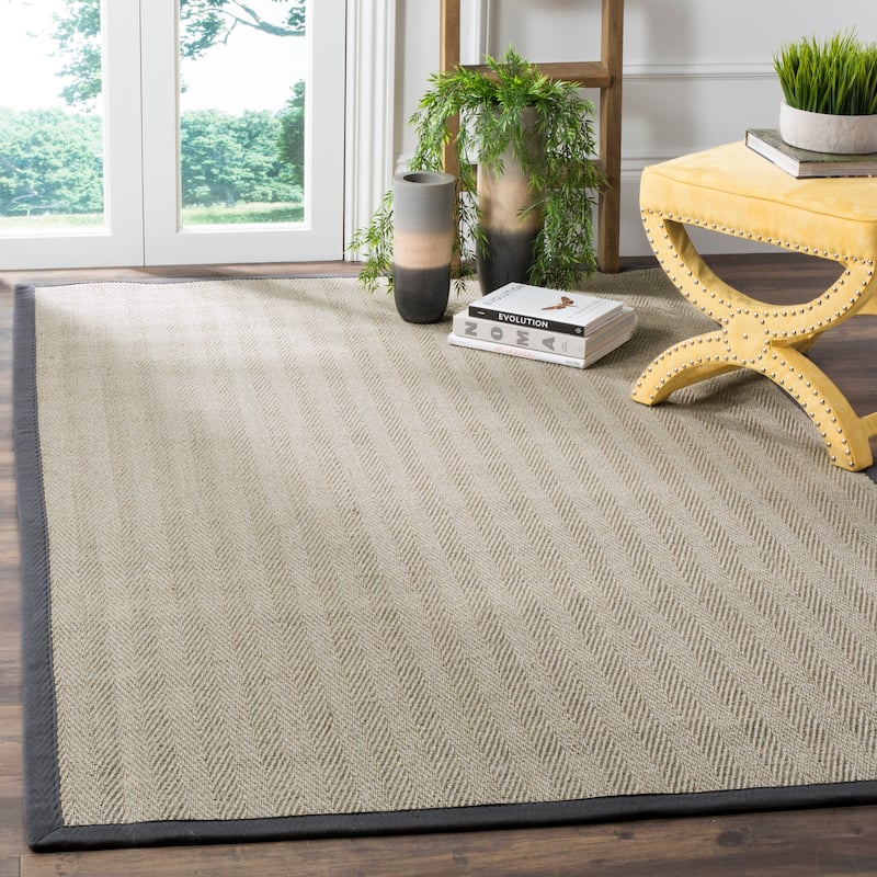 SAFAVIEH Handmade Natural Fiber Hildeburg Border Sisal Rug - 5' x 8' - Grey Brown/Grey