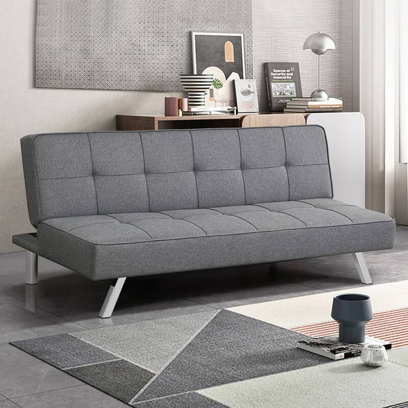 Costway Convertible Futon Sofa Bed Adjustable Sleeper with Stainless - See Details