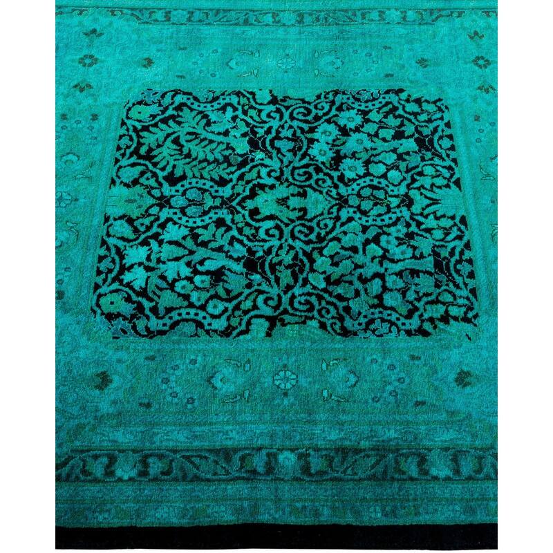 Overton Hand Knotted Wool Vintage Inspired Modern Contemporary Overdyed Blue Runner Rug - 3' 1" x 13' 3"