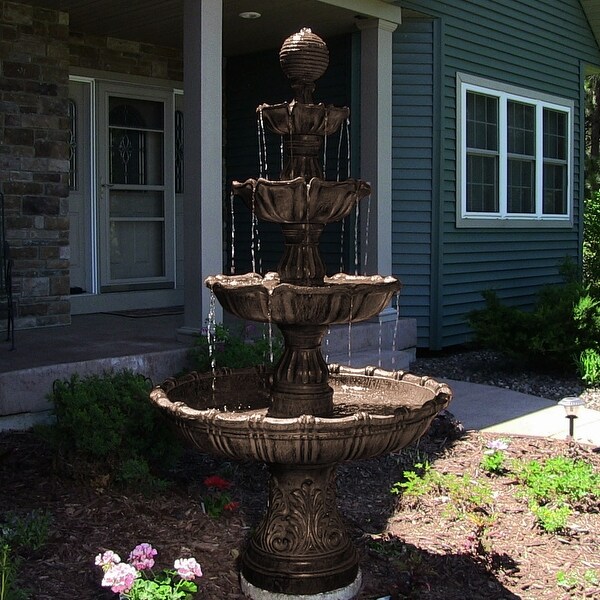 Sunnydaze Large Tiered Ball Outdoor Fountain, 80 Inch Tall