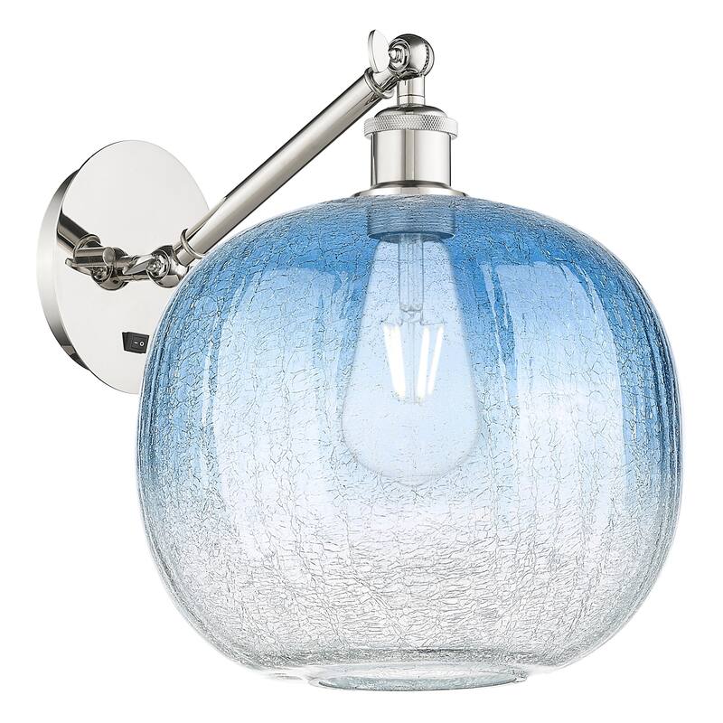 Innovations Lighting 317-1W-12-11 Brookhaven Sphere Sconce Brookhaven - Polished Nickel / Sapphire Blue