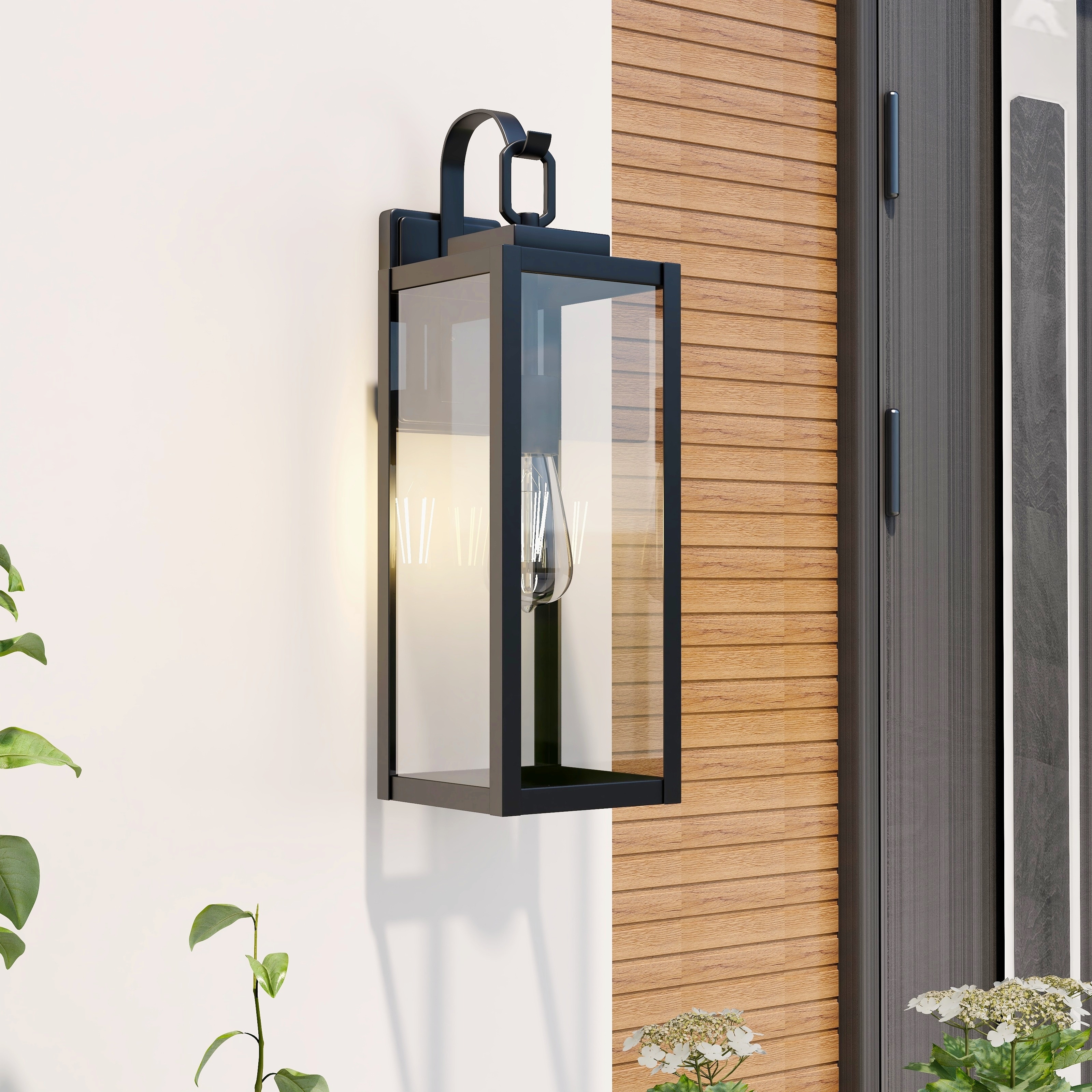 4 Pack 1-Light Matte Black Outdoor Wall Light - 7"x8.81"x22.5"