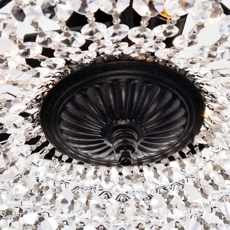 Silver Orchid Taylor 3-light Crystal Basket Flush Mount Chandelier