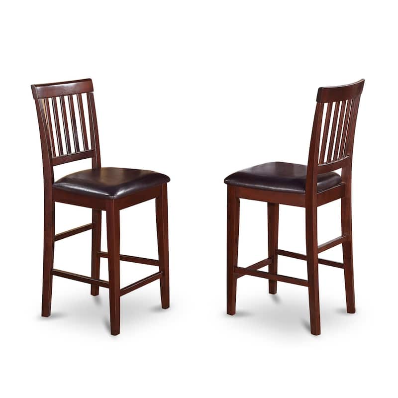East West Furniture 3 Piece Counter Set- a Round Dining Table and 2 Kitchen Chairs, Mahogany (Seat Options)