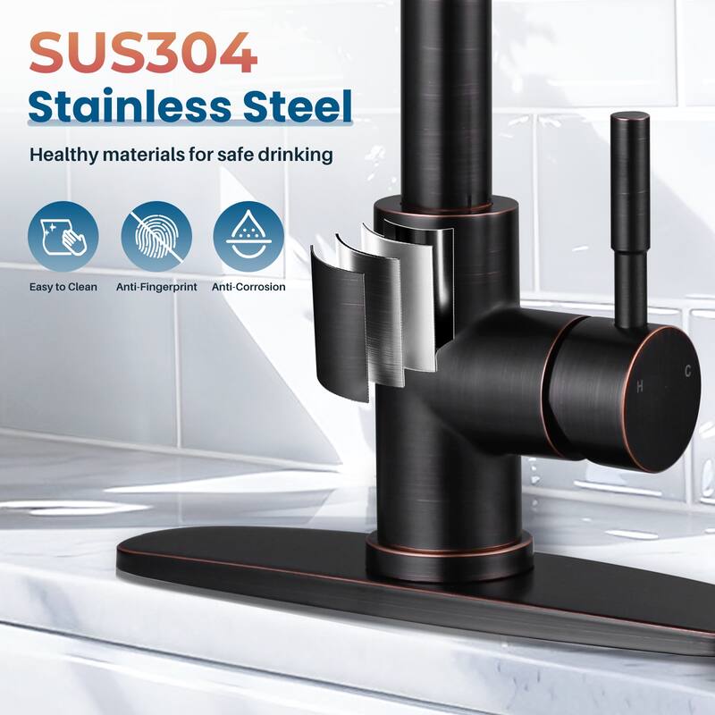 WOWOW Single Handle Waterfall Pull Down Sprayer Kitchen Faucet