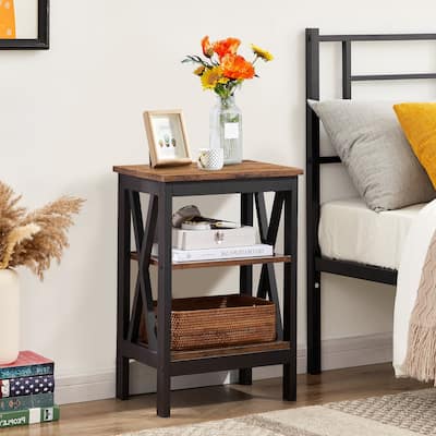 VECELO Modern Nightstand with 3-tier Storage Shelves