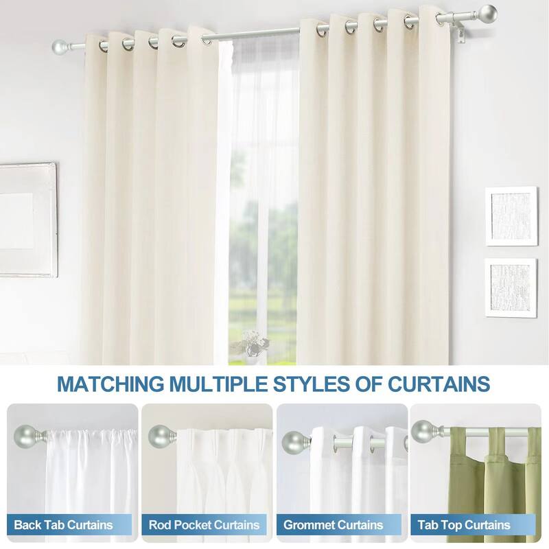Mordern Round Ball Adjustable Curtain Rod with Curtain Rings
