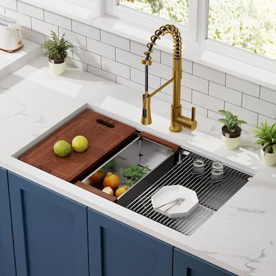 33 Undermount Workstation Sink Kitchen Sink Single Bowl Sink with Accessories