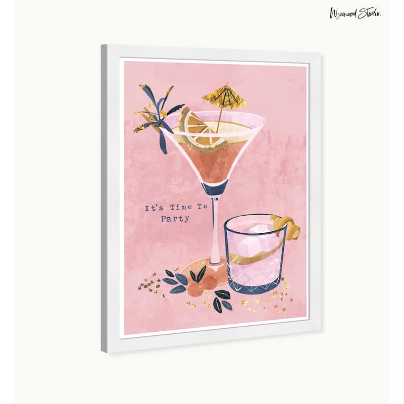 Wynwood Studio Golden Party Time Framed Trendy Fashion Kitchen Art Prints