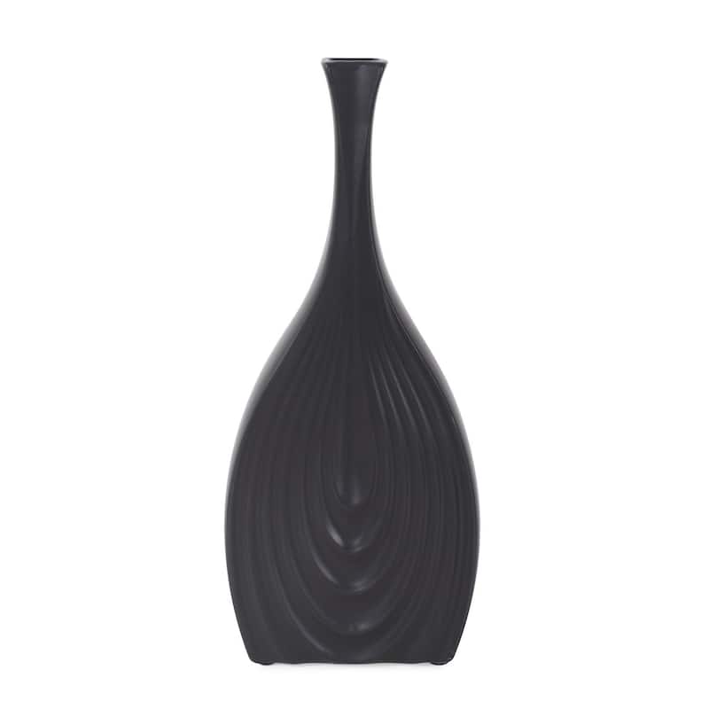 Allan Andrews Tapered Matte Black Ceramic Onion Vase Collection - 14.25"H