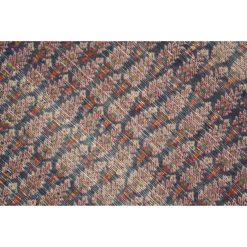 Hand Knotted Oriental 100% Wool Carpet Traditional All-Over Navy Blue & Blues Tabriz Area Rug - 5' 3'' X 3' 8''