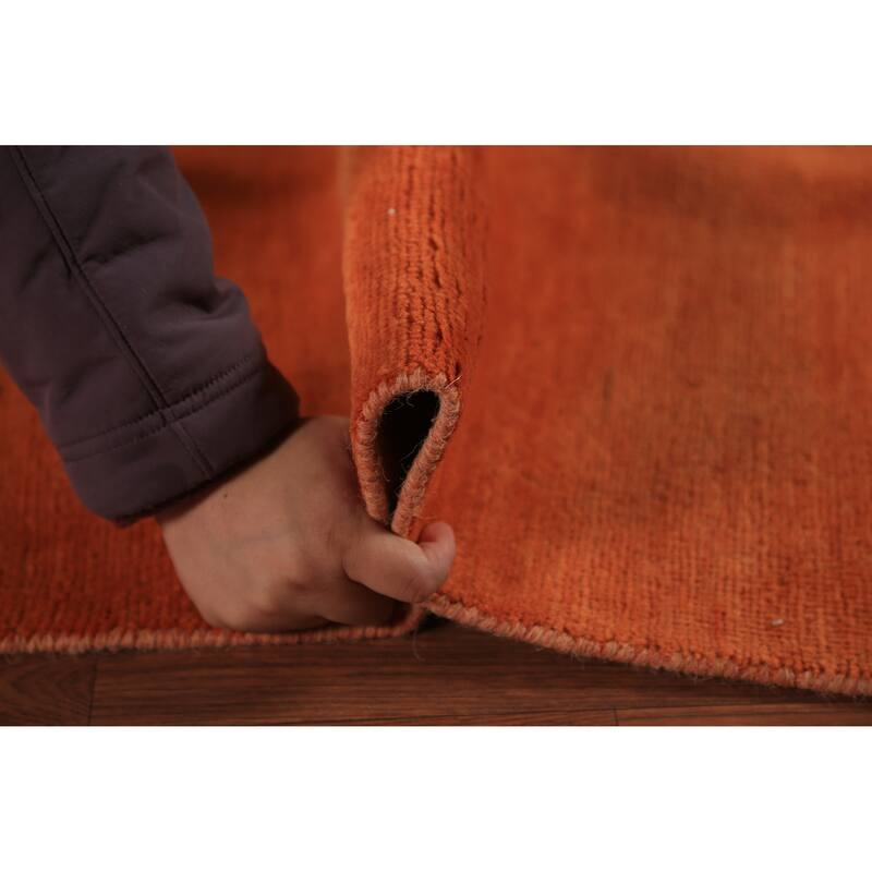 Orange Modern Gabbeh Oriental Area Rug Solid Hand-Knotted Wool Carpet - 5'3" x 7'11"