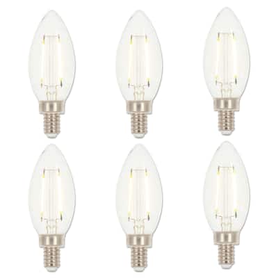 Westinghouse Lighting 3.3 Watt (40 Watt Equivalent) Clear B11 Dimmable Filament LED Light Bulb, Candelabra Base, 6 Pack - 6-Pack