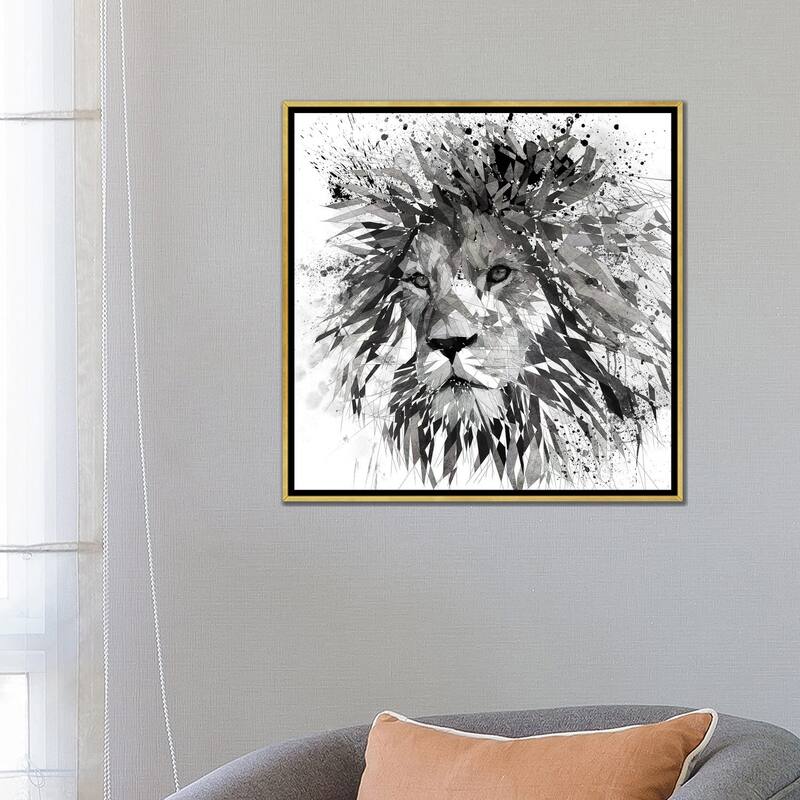 iCanvas "Lion Black And White" by Katia Skye Framed