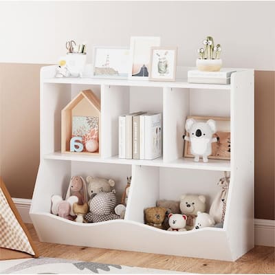 Toy Bookshelf and Bookcase, Multi Shelf with Cubby Organizer Cabinet for Storage Books and Toys