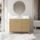 preview thumbnail 64 of 128, Vanity Art 42" Single Sink Bathroom Vanity Cabinet with Engineered Marble Countertop 42"/Golden Brushed Handle - Linear Natural Oak