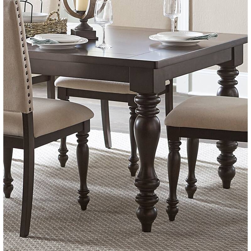 Transitional Style Grayish Brown Finish 1pc Dining Table Draw Leaf Birch Veneer Traditional Dining Furniture