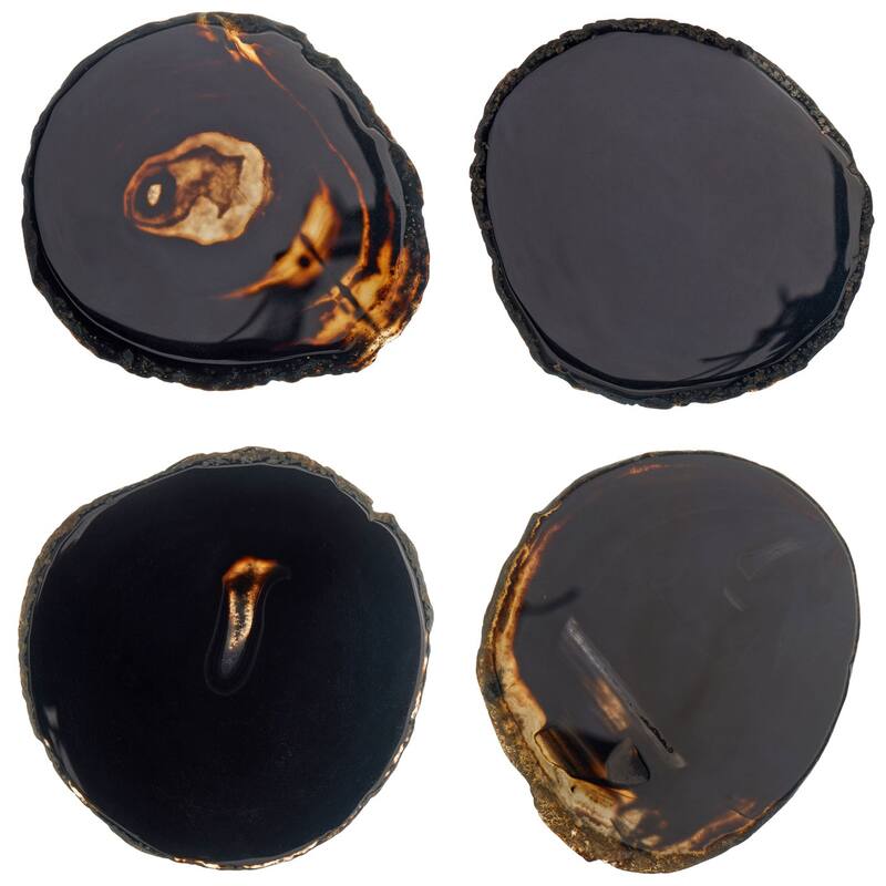 Luxury Lane Set of 4 Natural Brazilian Agate Geode Stone Coasters with Wood Holder