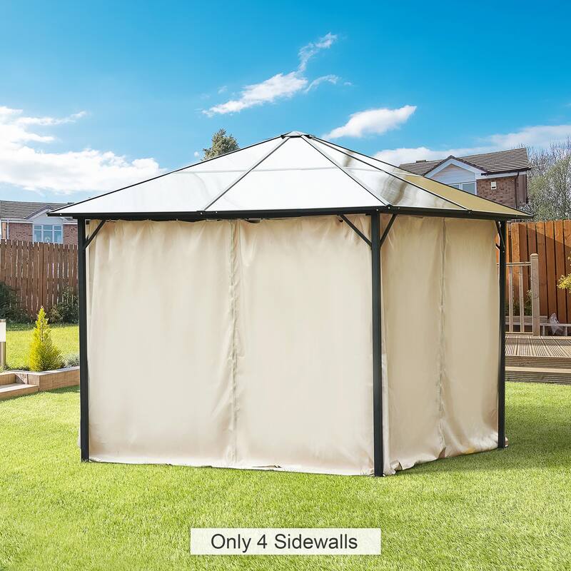 Outsunny 10' x 10' Universal Gazebo Sidewall Set with 4 Panels, 40 Hooks/C-Rings Included for Pergolas & Cabanas, Beige - Beige